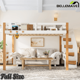 Bellemave® Loft Bed with Storage Stairs and Shelves, Solid Wood Loft Bed Frame with Clothes Hook,for Bedroom, Guest, Dorms - Bellemave