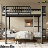 Twin Over Twin Metal Bunk Bed with Ladder and Guardrails