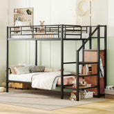 Bellemave® Metal Bunk Bed with Lateral Storage Ladder and Wardrobe - Bellemave