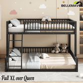 Bellemave® Metal Full XL Over Queen Floor bunk Bed with Ladder & Safety Guardrails, White - Bellemave