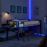 Bellemave® Metal Gaming Low Loft Bed with Desk and LED Lights - Bellemave