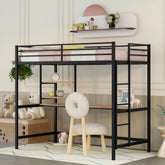 Bellemave® Metal Loft Bed with Desk and Shelve - Bellemave