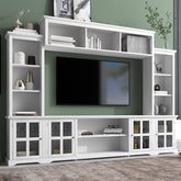 Bellemave® Minimalist Entertainment Wall Unit with Bridge with Tempered Glass Door - Bellemave