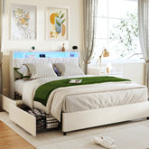 Bellemave® Moden Platform Bed with Outlets & Charger & LED Light, Storage Shelf - Bellemave