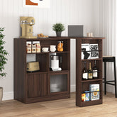 Bellemave® Modern Bar Cabinet with Rotating Top, 6 Storage space and 2 Ribbed Glass Door - Bellemave
