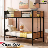Bellemave® Modern Metal Bunk Bed with Safety Rail and Built - In Ladder - Bellemave