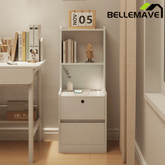 Bellemave® Modern Smart Nightstand with Night Light & Charging Station, Night Stand with Bookshelf, Lockable Bedside Cabinet Tables with 2 Storage Drawers for Bedroom Home Office - Bellemave