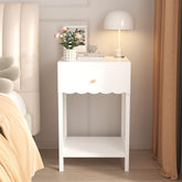 Bellemave® Modern White Nightstand with Drawer and Open Shel - Bellemave
