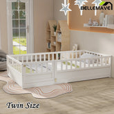 Bellemave® Montessori Floor Bed with Super High Security Barrier and Door - Bellemave