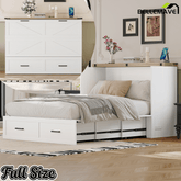 Bellemave® Murphy Bed, Cabinet Bed with Charging Station & Storage, Noisy Free, for Guest Bedroom, Living Room, Office, Rustic Gray - Bellemave