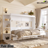 Bellemave® Murphy Bed with Cabinet, Shelf & Drawers – Horizontal Wall Bed Frame with Slats, No Box Spring, Easy Assembly - Bellemave