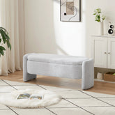 Bellemave® Ottoman Oval Storage Bench 3D Lamb Fleece Fabric Bench with Large Storage Space - Bellemave