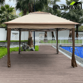 Bellemave® Outdoor 11x 11Ft Pop Up Gazebo Canopy with Removable Zipper Netting,2 - Tier Soft Top Event Tent & 4 Sandbags - Bellemave