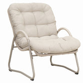 Bellemave® Outdoor Wicker Lounge Chair Set of 3, Iron Frame Rattan Accent Chair with Side Table, Off White - Bellemave