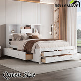 Bellemave® Platform Bed with Storage Headboard and 8 Drawers - Bellemave