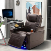 Bellemave® Power Motion Recliner with USB Charging Port and Hidden Arm Storage,2 Cup Holders and 360° Swivel Tray Table - Bellemave