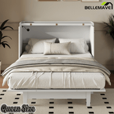 Bellemave® Queen Murphy Bed with Charging Station, Solid Wood Murphy Cabinet Bed with Large Drawers for Living Room, Bedroom, Apartment, White - Bellemave