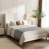 Bellemave® Queen Size Boucle Upholstered Platform Bed with High Headboard - Bellemave