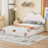 Bellemave® Queen Size Cloud - Shaped Headboard Upholstered Platform Bed with Rounded Footboard and Pocket - Bellemave