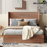 Bellemave® Queen Size Large Grooved Undulating Lift Storage Platform Bed - Bellemave