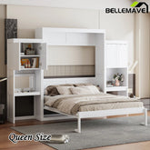 Bellemave® Queen Size Murphy Bed with Desk, Vanity and Cabinets - Bellemave