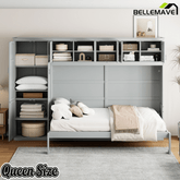 Bellemave® Queen Size Murphy Bed with Storage Cabinets, Foldable Space - Saving Cabinet Bed Wall Bed - Bellemave