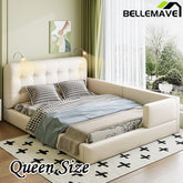 Bellemave® Queen Size Upholstered Platform Bed with 2 Reading Lights - Bellemave