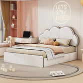 Bellemave® Queen Size Upholstered Platform Bed with Cloud - Shaped Headboard - Bellemave