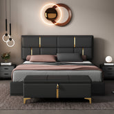 Bellemave® Queen Size Upholstered Platform Bed with Hydraulic Storage System,Storage Ottoman with Metal Legs,Black - Bellemave
