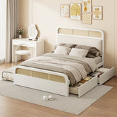 Bellemave® Queen size Wooden Platform Bed with Trundle and 2 Drawers - Bellemave