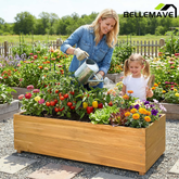 Bellemave® Raised Garden Bed with Liner, Solid Fir Wood Outdoor Planter Box,Natural - Bellemave