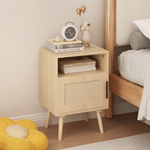 Bellemave® Rattan Nightstand with Door Open Shelf - Bellemave