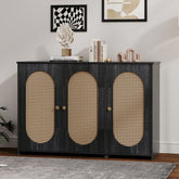 Bellemave® Retro 3 - Door Accent Cabinet with Space Artificial Rattan Doors and Metal Handles - Bellemave