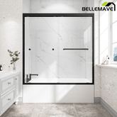 Bellemave® Reversible Installation Double Bypass Sliding Shower Door,Aluminium Alloy Frame,1/4"(6MM) Tempered Glass With Nano Explosion - proof Membrance,Easy Installation - Bellemave