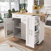 Bellemave® Rolling Kitchen Cart on Wheels with Internal Storage Rack,Towel Rack and Drop Leaf, 2 Drawers and 3 Tier Pull Out Cabinet Organizer - Bellemave