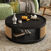 Bellemave® Round Cane Coffee Table with PE Rattan Side - Bellemave