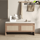 Bellemave® Shoe Storage Bench for Entryway with Storage Cabinet & Seating, Entryway Bench Seat with Shoe Rack, Wooden Storage Bench with Cushion - Bellemave