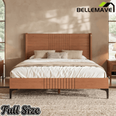 Bellemave® Solid Bamboo Platform Bed, Mid - Century Modern Bed Frame with Headboard, Round Corner Design - Bellemave
