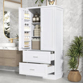 Bellemave® Tall Bathroom Storage Cabinet, Two Doors and Drawers, Adjustable Shelf - Bellemave