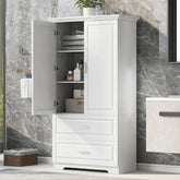 Bellemave® Tall Bathroom Storage Cabinet, Two Doors and Drawers, Adjustable Shelf - Bellemave