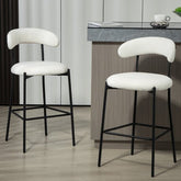 Bellemave® Teddy Fabric Bar Stool with Back Powder Coating Base(Set OF 2) - Bellemave