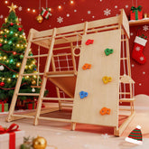 Bellemave® Toddler Climbing Toys Indoor - Featuring a Rock Climbing Wall, Wooden Swings, Gymnastic Rings, Rope Ladders, and Stretching Equipment,All - in - One 10 - in - 1 - Bellemave