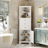 Bellemave® Triangle Tall Bathroom Storage Cabinet with 3 Drawers and Adjustable Shelves - Bellemave