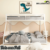 Bellemave® Twin Over Full Metal Bunk Bed Frame with Ladder Full - Length Safety Guardrails,No Spring Box Required, White - Bellemave