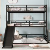 Bellemave® Twin over Twin over Full Heavy - duty Metal Triple Bunk Bed with Slide and Safety Guardrails - Bellemave