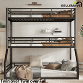 Bellemave® Twin Over Twin Over Full Metal Triple Bunk Bed with Full - Length Guardrails - Bellemave