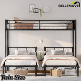 Bellemave® Twin Over Twin Over Twin Bunk Beds for 3 Kids,Metal Triple Bunk Bed with Built - in Desk,Twin Size Triple Bed, Black - Bellemave