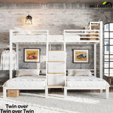 Bellemave® Twin over Twin over Twin Triple Bunk Bed, Heavy Duty Metal Bunk Bed with Storage Stairs for Kids & Teens - Bellemave