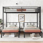 Bellemave® Twin over Twin & Queen Bunk Bed, Metal Triple Bunk Bed with Safety Guardrails - Bellemave