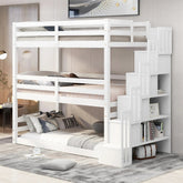 Bellemave® Twin over Twin & Twin Triple Bunk Bed with Storage Staircase - Bellemave